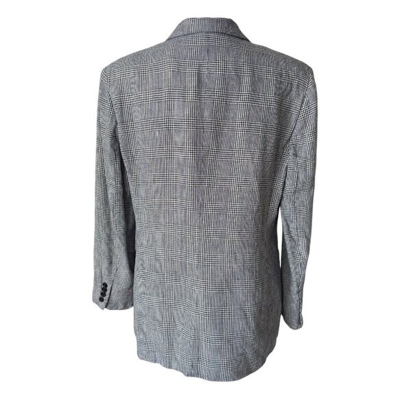 VTG Lauren Ralph Lauren Blazer Linen Plaid Academia Houndstooth Double Breasted - Picture 4 of 16